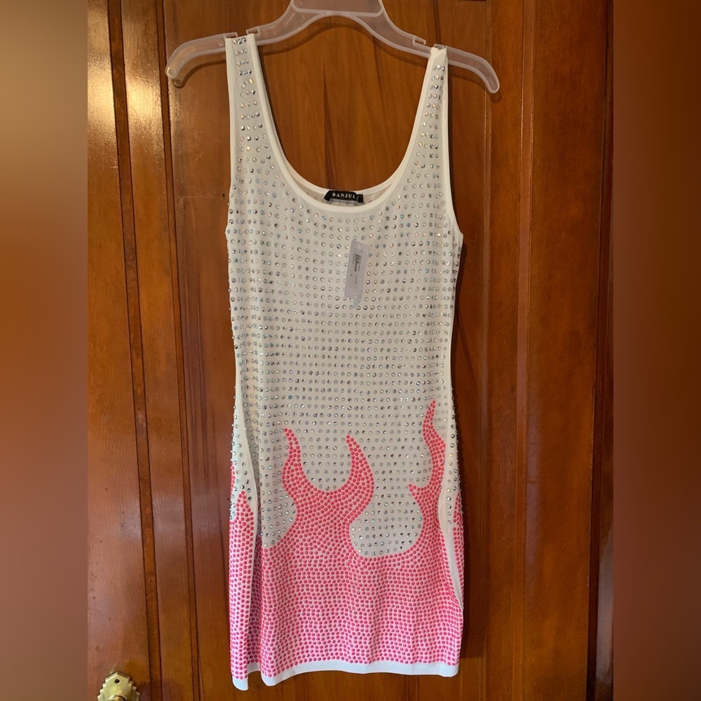 Bunjul silver and pink embellished dress. pink flames comes with shorts